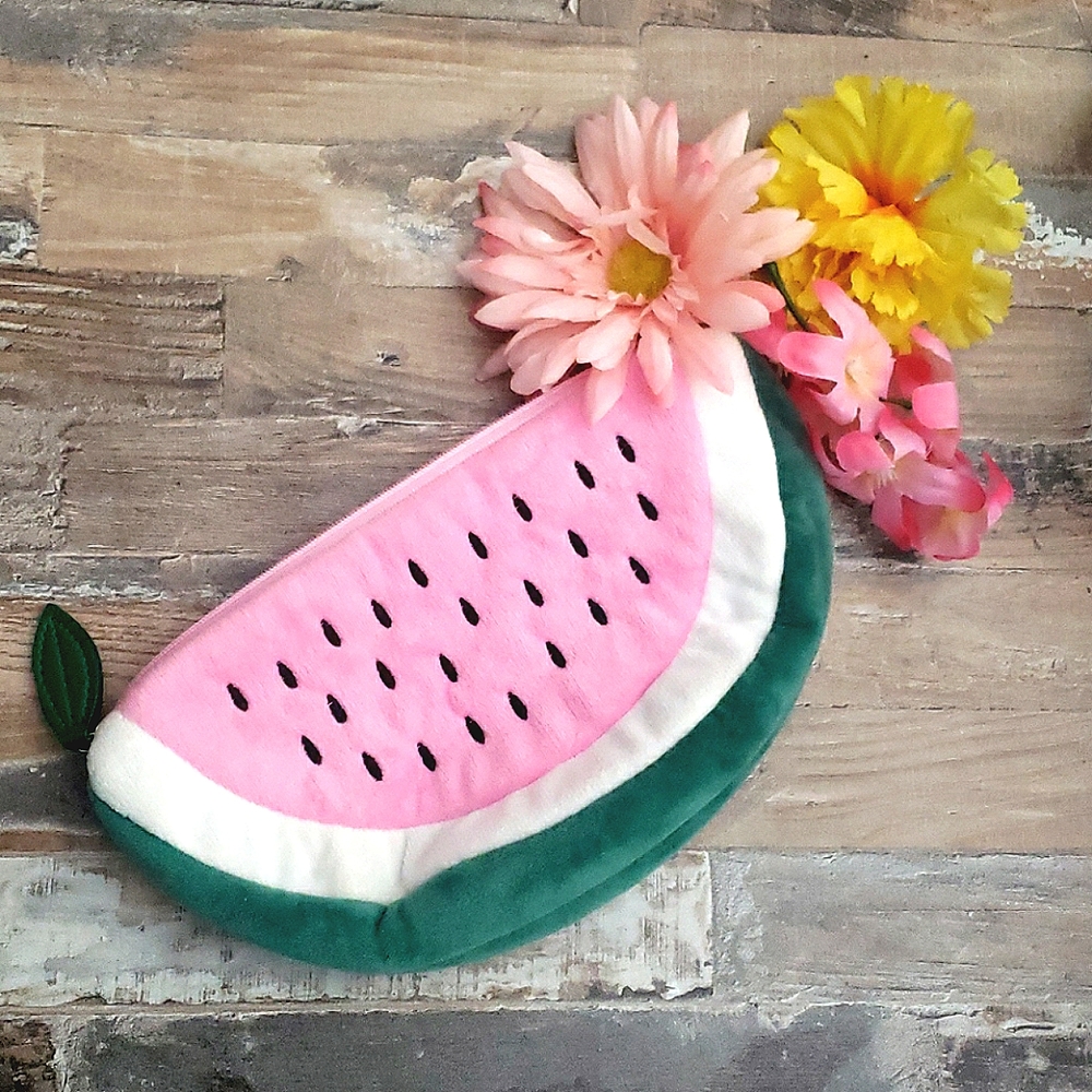 Watermelon handbag / clutch Zipper fleece